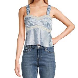 Revolution Light Blue Satin Lace Trim Camisole